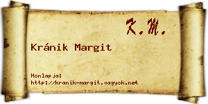 Kránik Margit névjegykártya