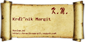 Kránik Margit névjegykártya